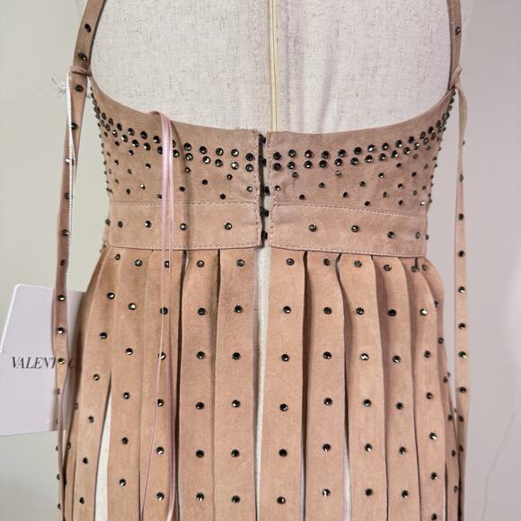 NWT Valentino Suede Studded Fringe Top Runway Collector Rare Balletcore Blush XS - Picture 12 of 16